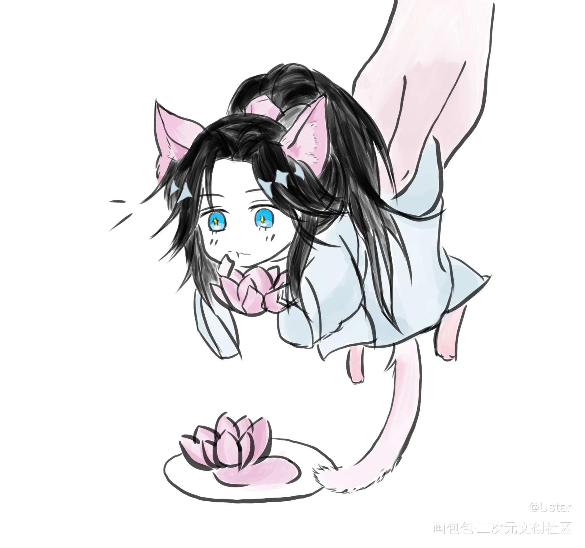 小馋猫·晚宁_二哈和他的白猫师尊楚晚宁绘画作品