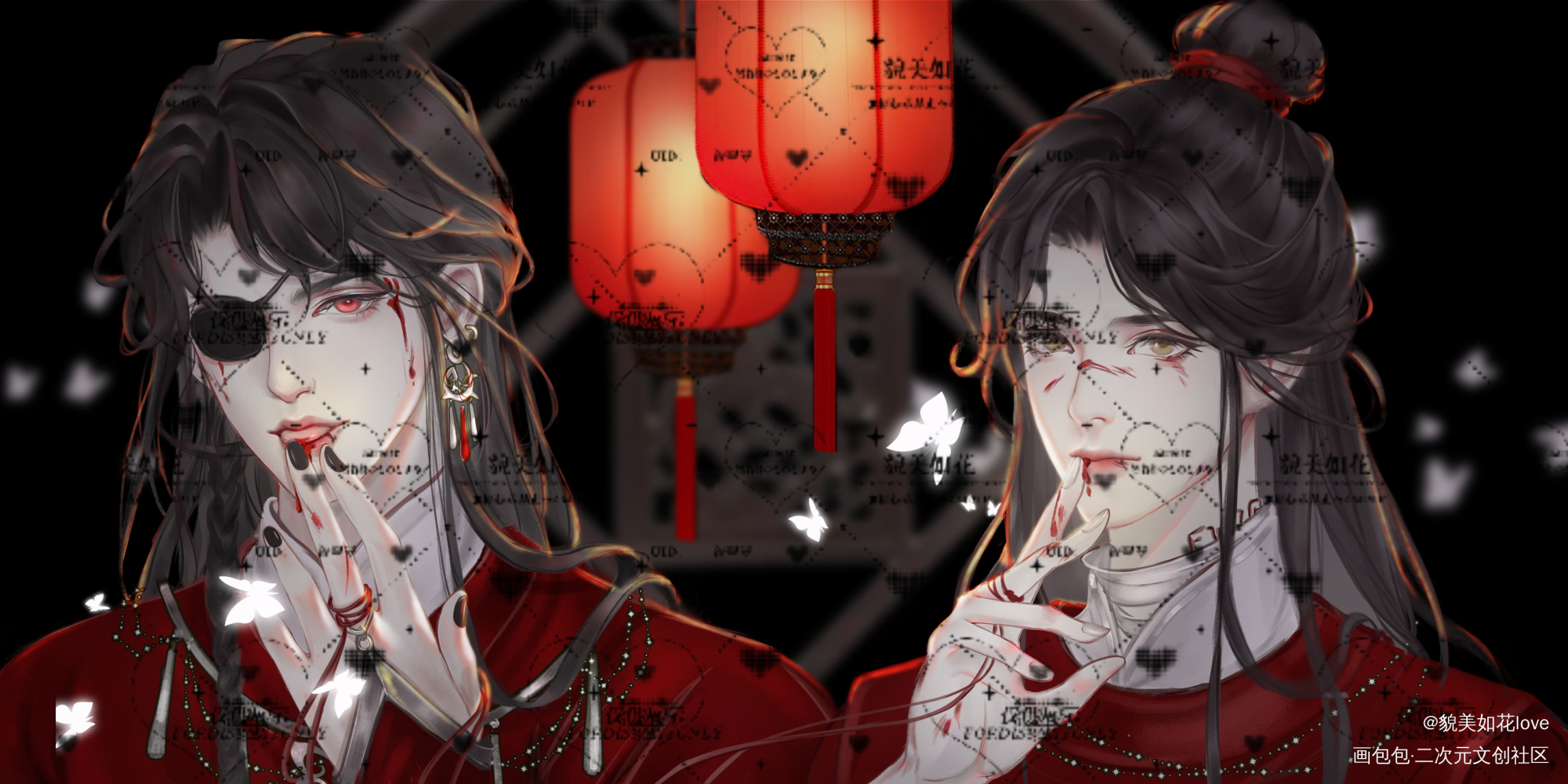 花怜大婚战损_天官赐福谢怜花城绘画作品