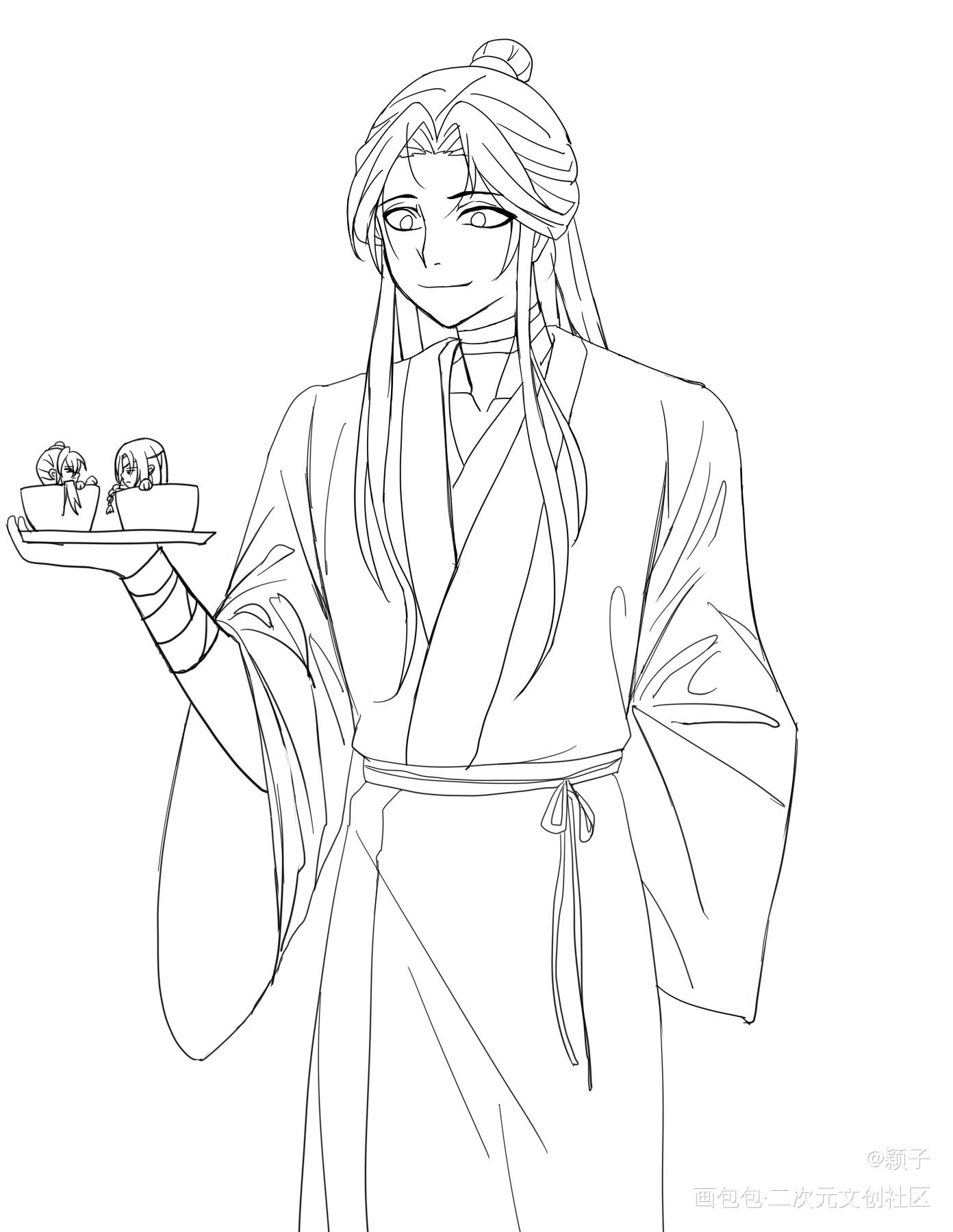 茶杯花花_天官赐福花怜谢怜花城板绘绘画作品