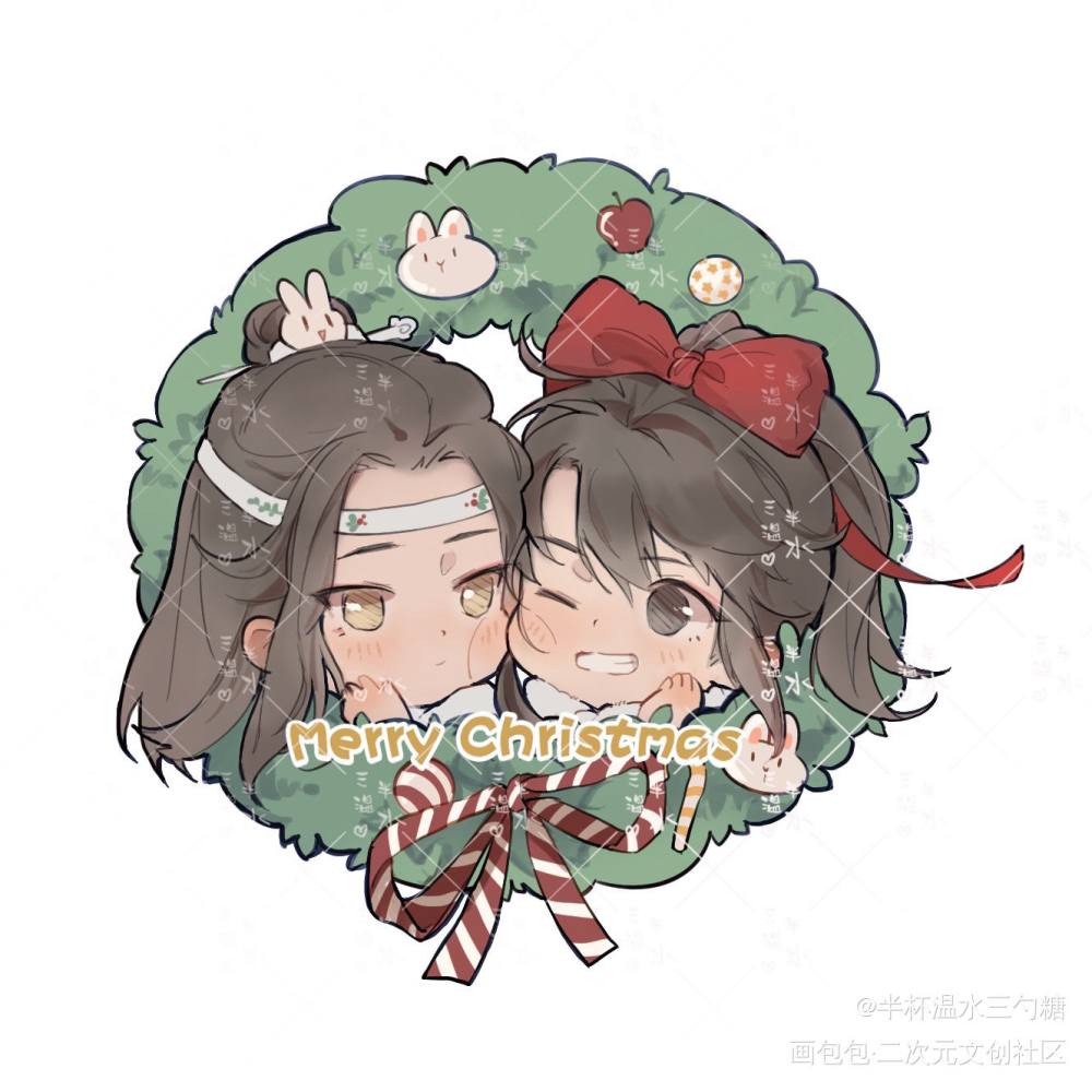 忘羡-圣诞贴贴_魔道祖师忘羡绘画作品