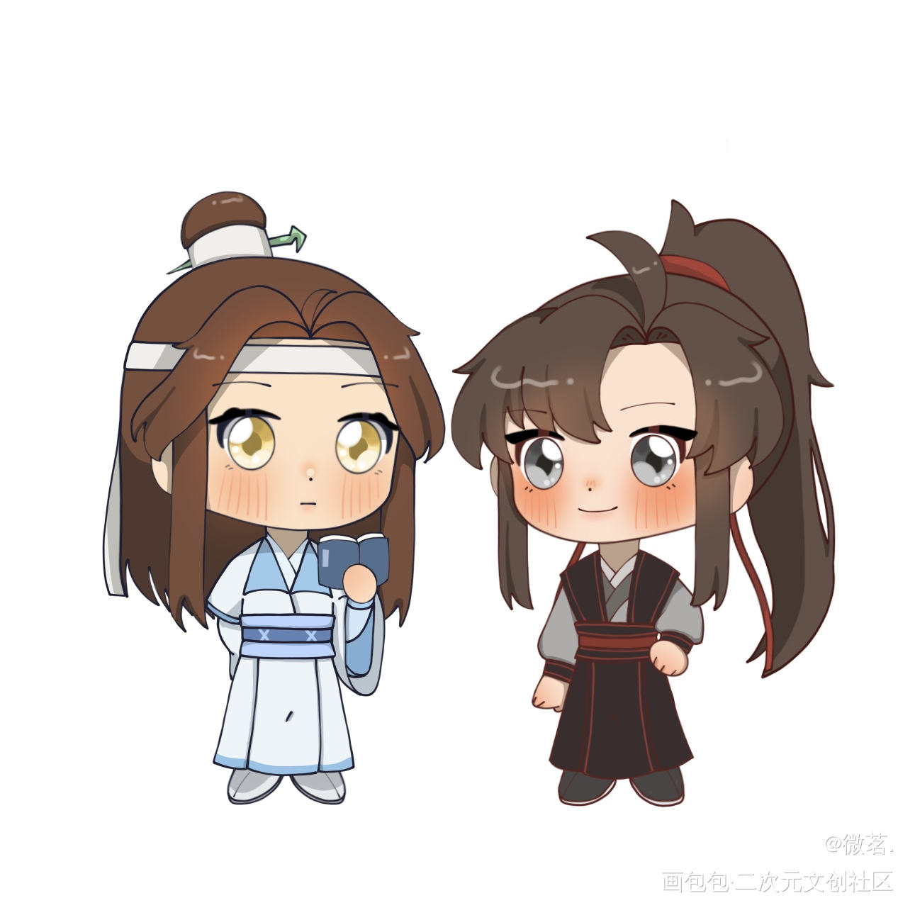 忘羡_魔道祖师忘羡蓝忘机魏无羡Q版绘画绘画作品