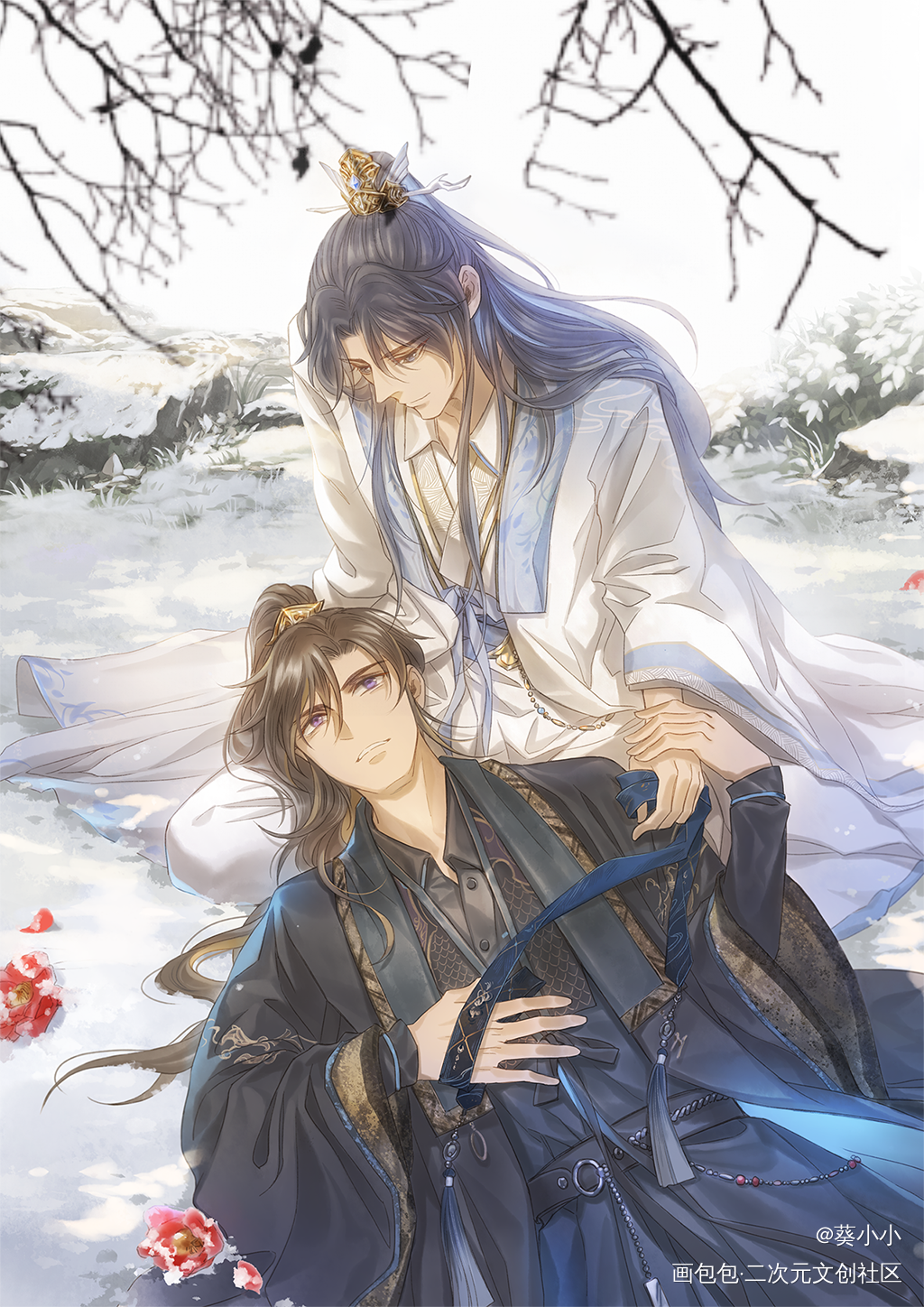 给狗子换套新衣服！_二哈和他的白猫师尊燃晚墨燃楚晚宁平涂插画同人绘画作品