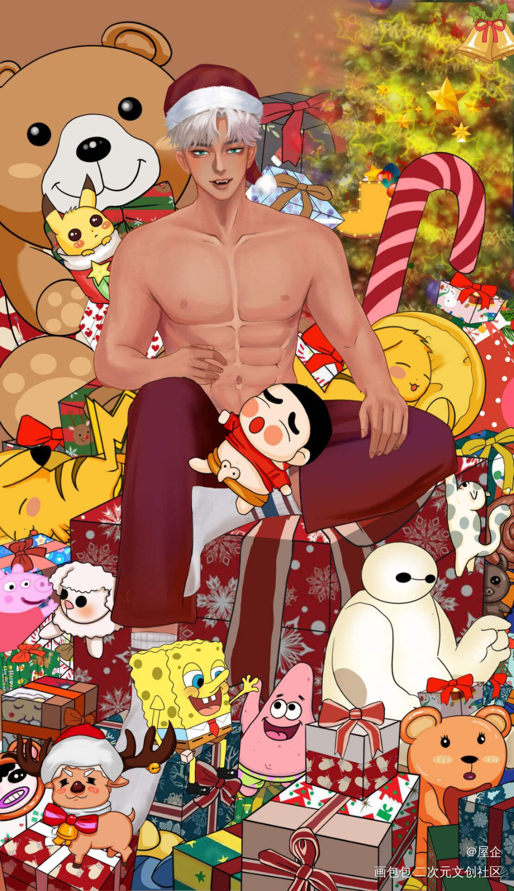 圣诞快乐_圣诞节约稿oc绘画作品