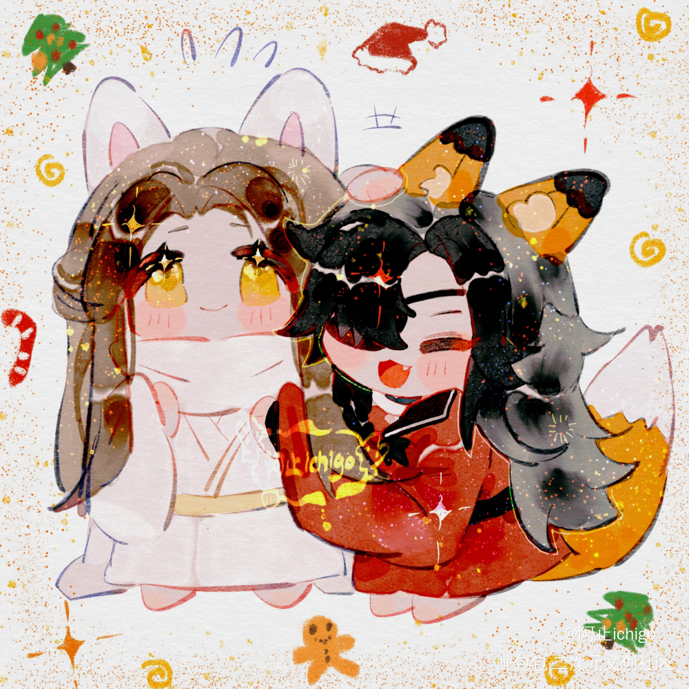 圣诞快乐_天官赐福花怜谢怜花城水彩q版求点评求配文我要上首推同人