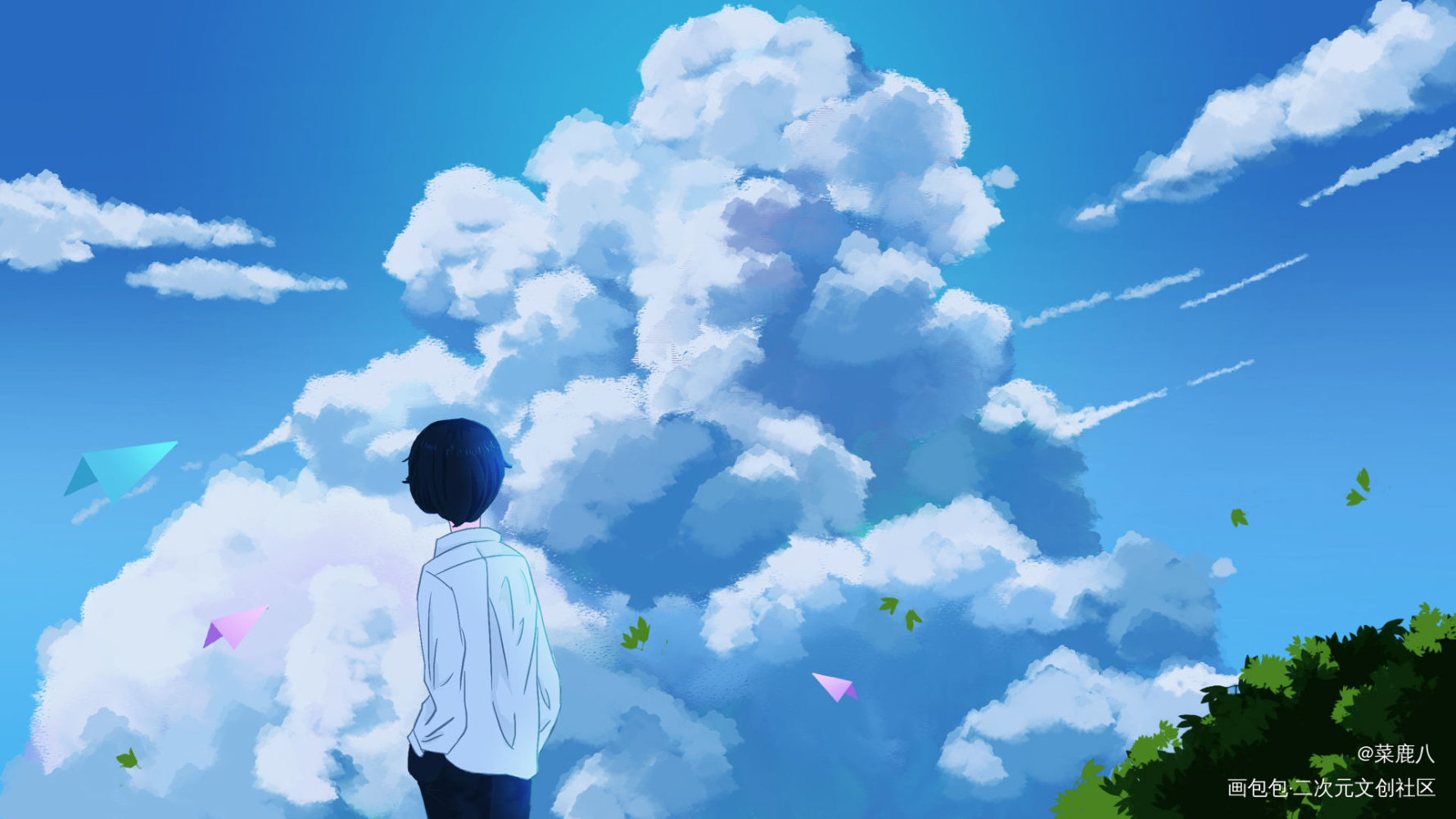 【云朵练习】_厚涂平涂云朵云场景插画风景板绘插画板绘绘画作品