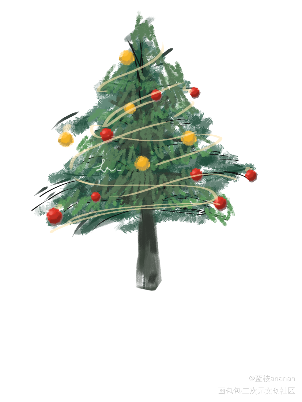 圣诞树＋1_指绘原创绘画作品