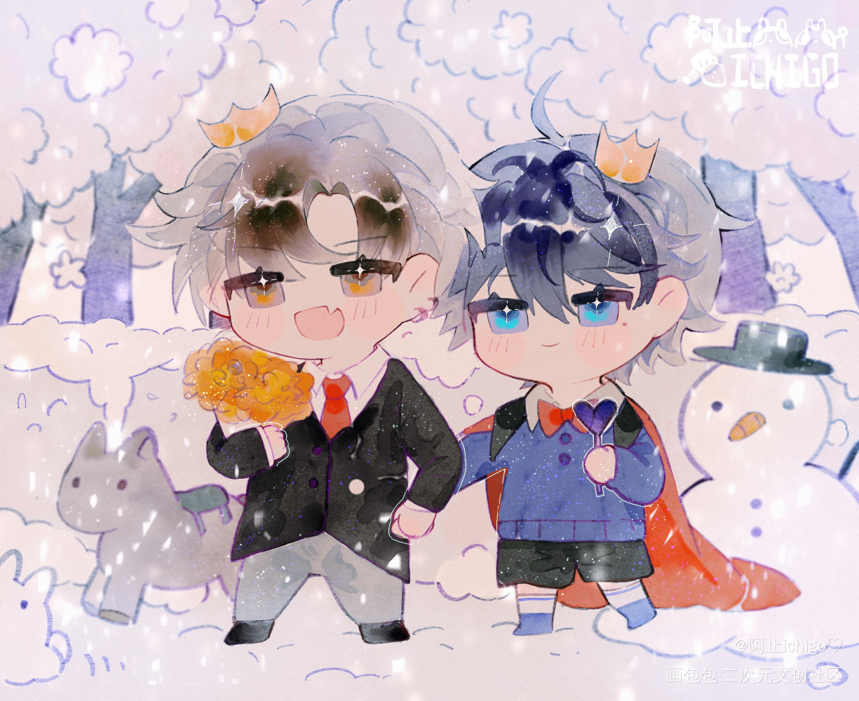 白雪王子_伪装学渣朝俞谢俞贺朝水彩q版求点评求配文我要上首推同人