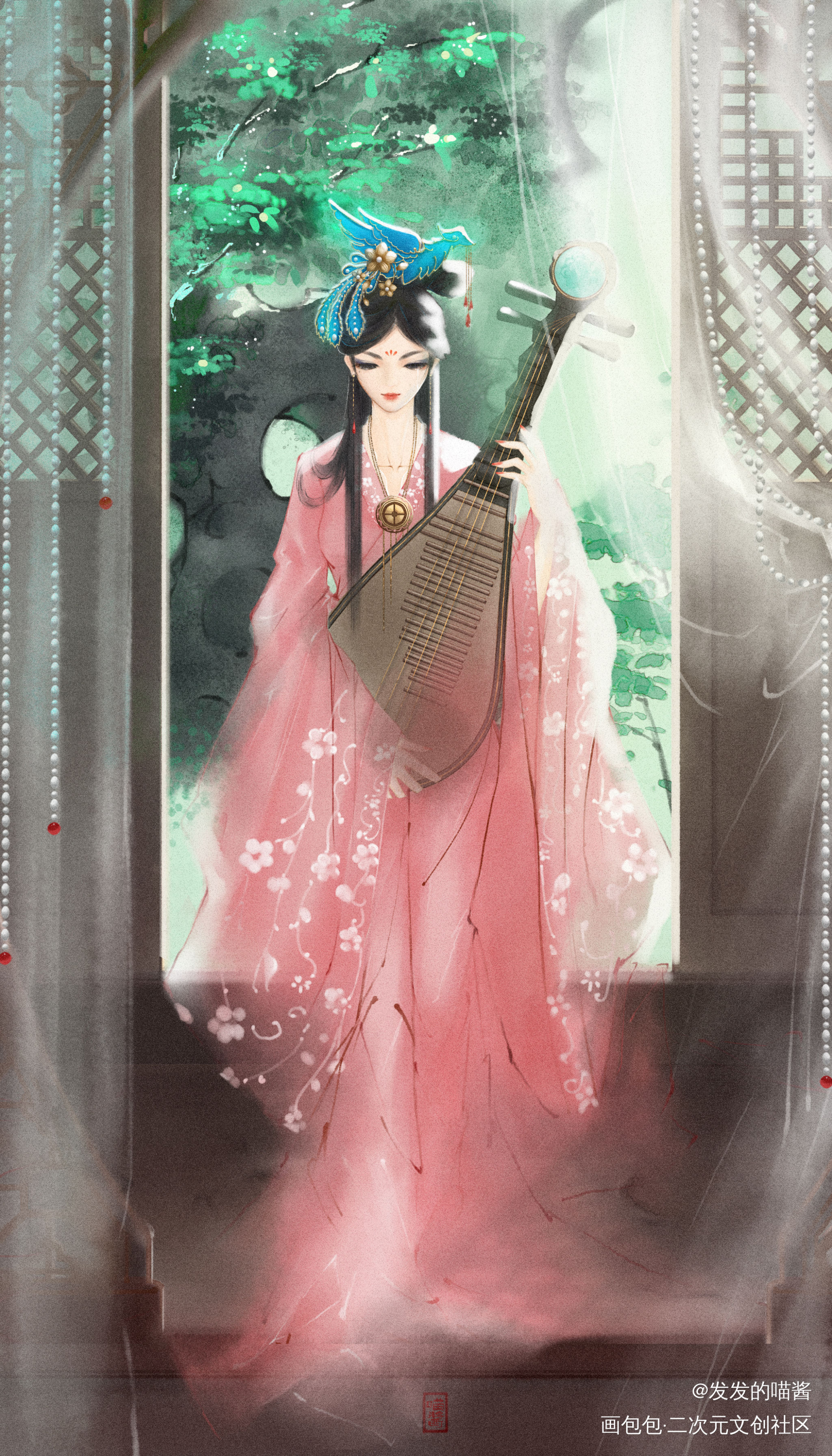 春山有恨_水墨立绘古风水彩插画古风插画板绘插画绘画练习约稿绘画绘画作品