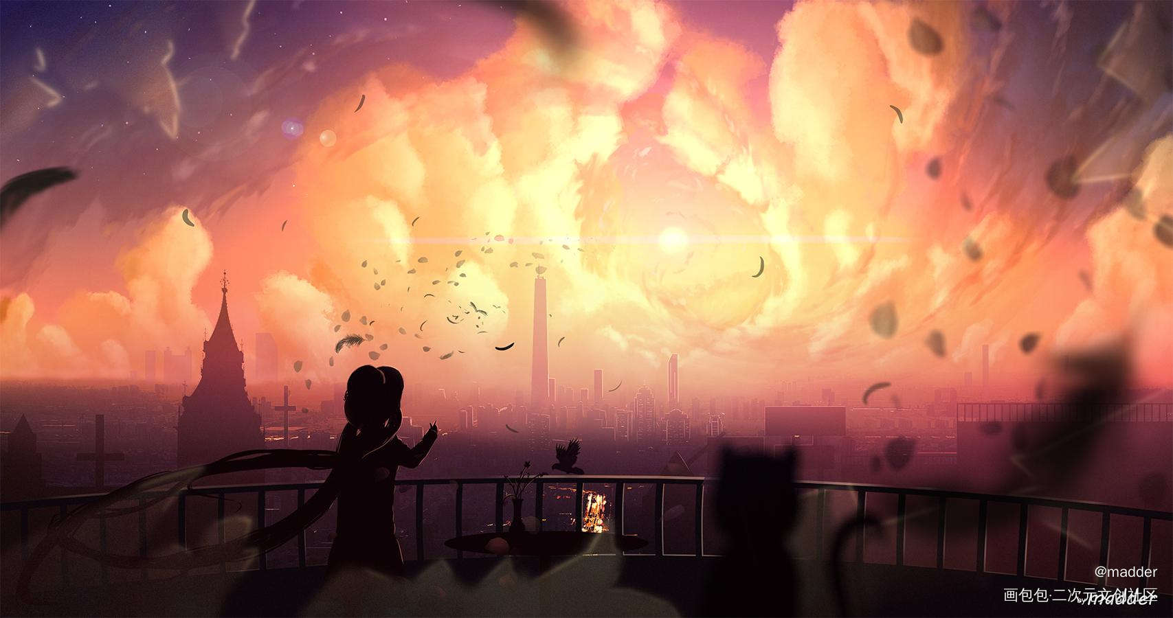 peng_手绘厚涂日系萌新场景板绘绘画作品