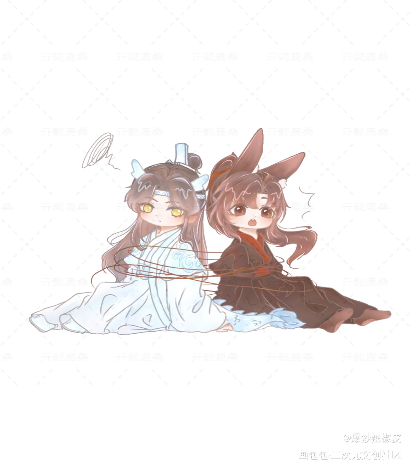 红线_魔道祖师忘羡蓝忘机魏无羡绘画作品