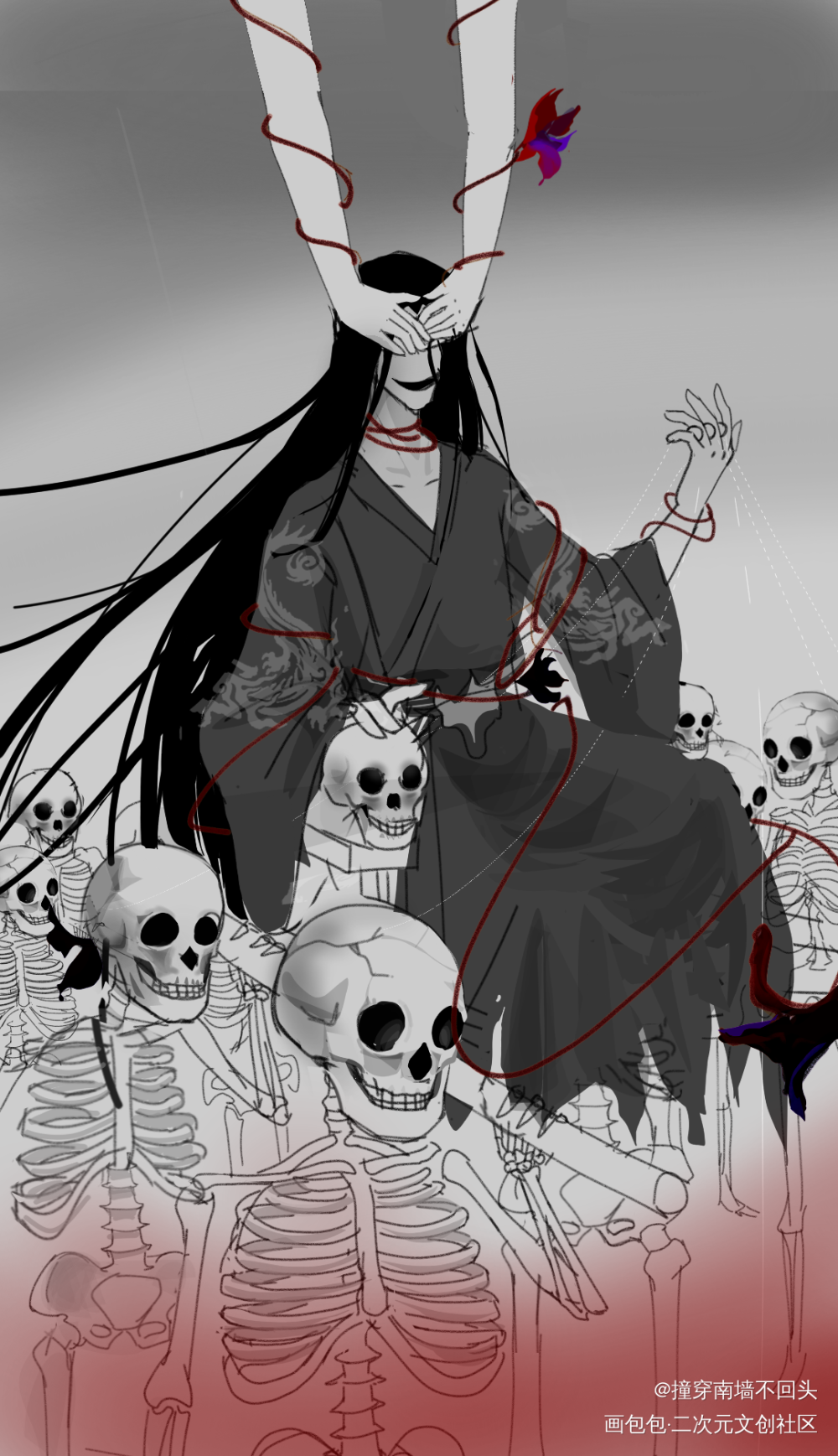 八苦长恨_二哈和他的白猫师尊燃晚古风插画绘画作品