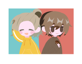 小辉哥和秀秀的合照～_绘画作品