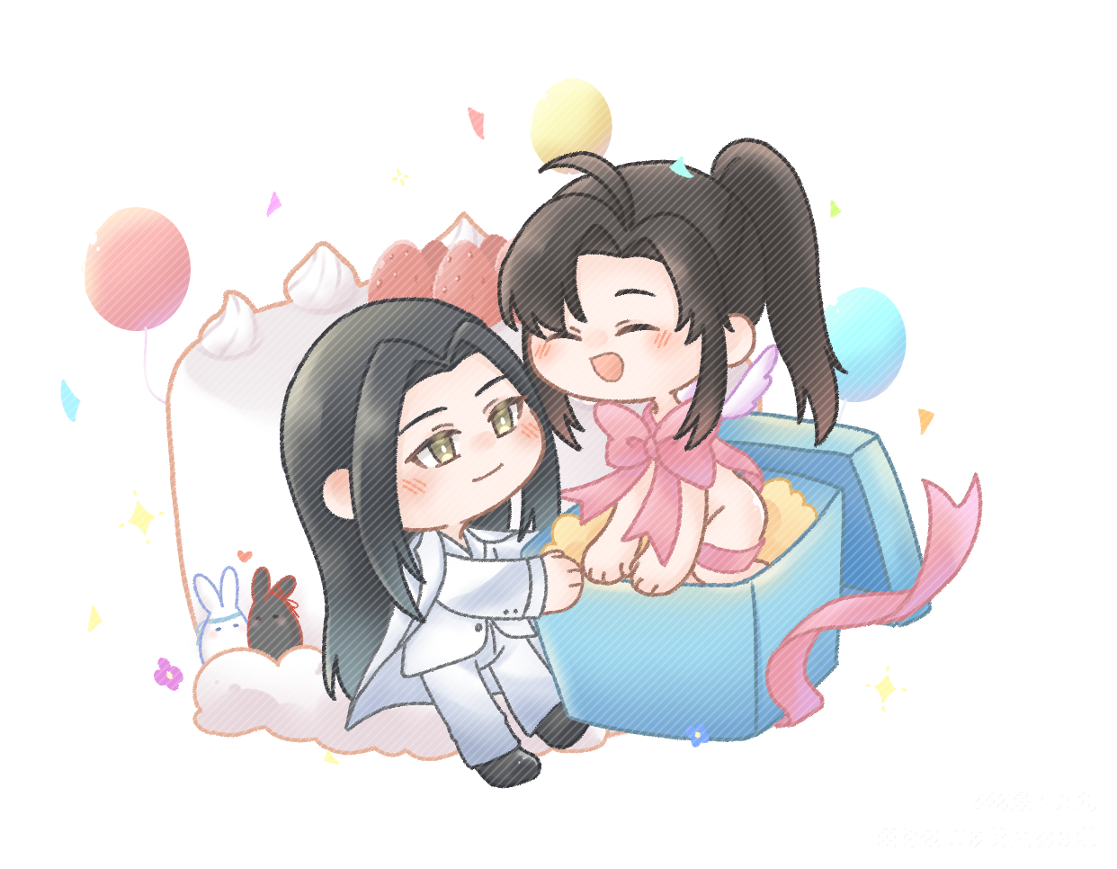 忘叽0123生日快乐_魔道祖师忘羡Q版约稿绘画作品