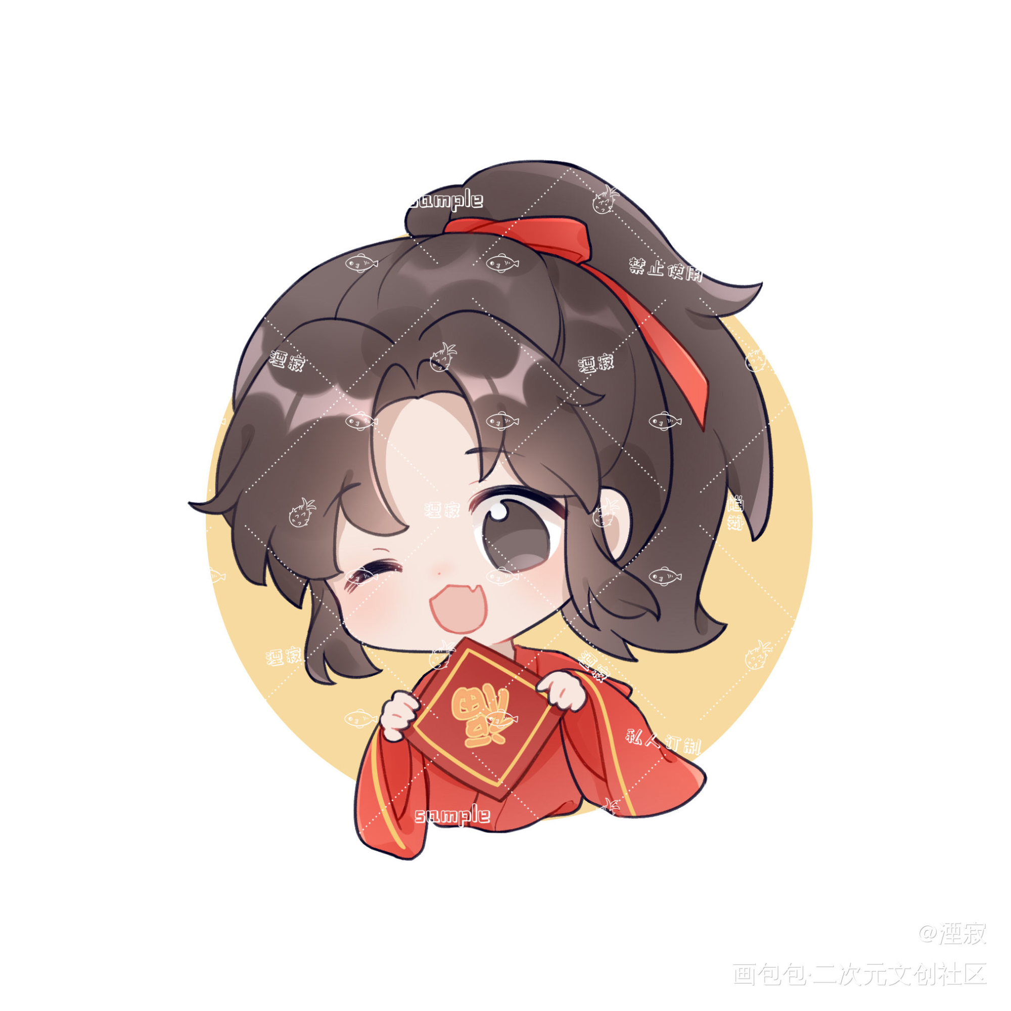 新年忘羡_魔道祖师忘羡蓝忘机魏无羡Q版绘画作品