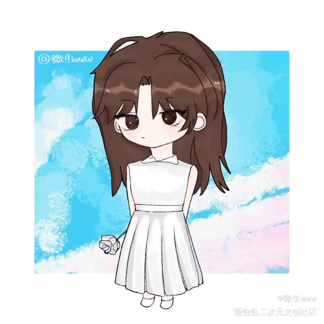 美女黑历史_我只喜欢你的人设自习平涂绘画作品