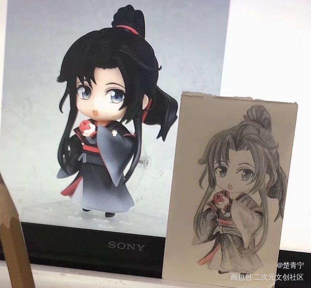 以前画过一只粘土人羡羡_魔道祖师忘羡Q版绘画作品