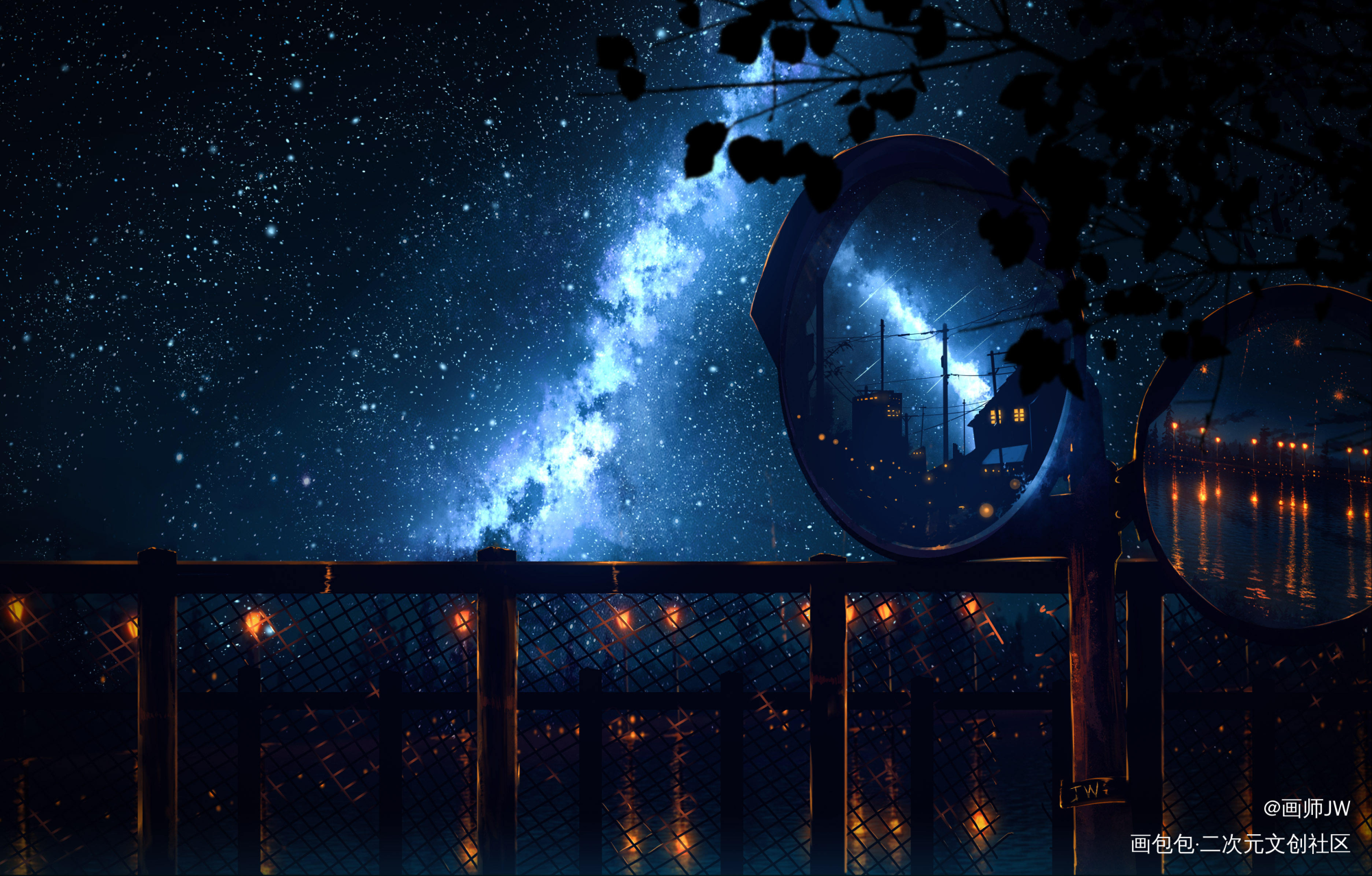 ←草图 and 成图→_手绘厚涂日系插画风景板绘插画壁纸绘画原创绘画作品