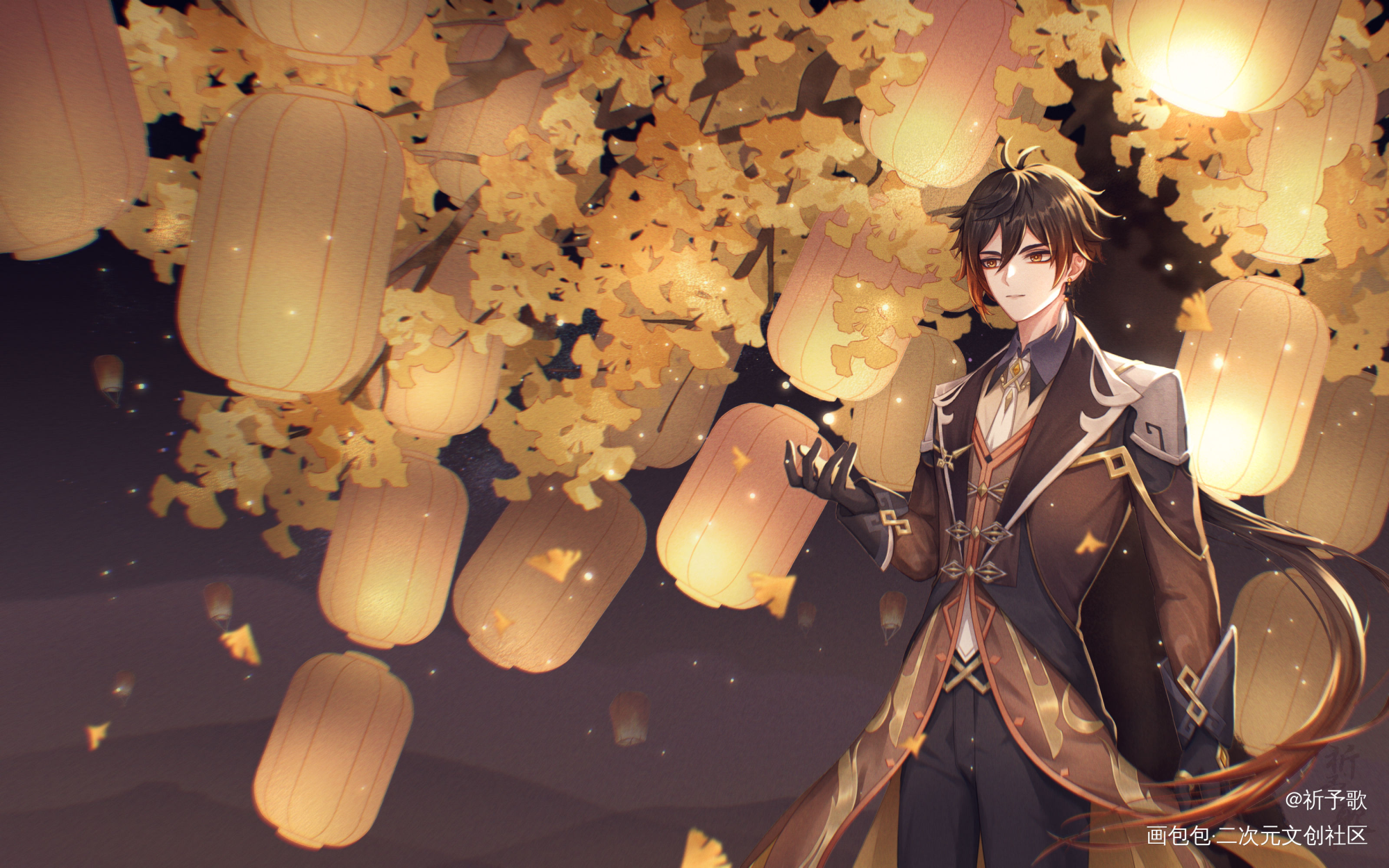 【原神】欲买桂花同载酒…_原神钟离古风日系我要上首推插画同人钟离生贺绘画作品