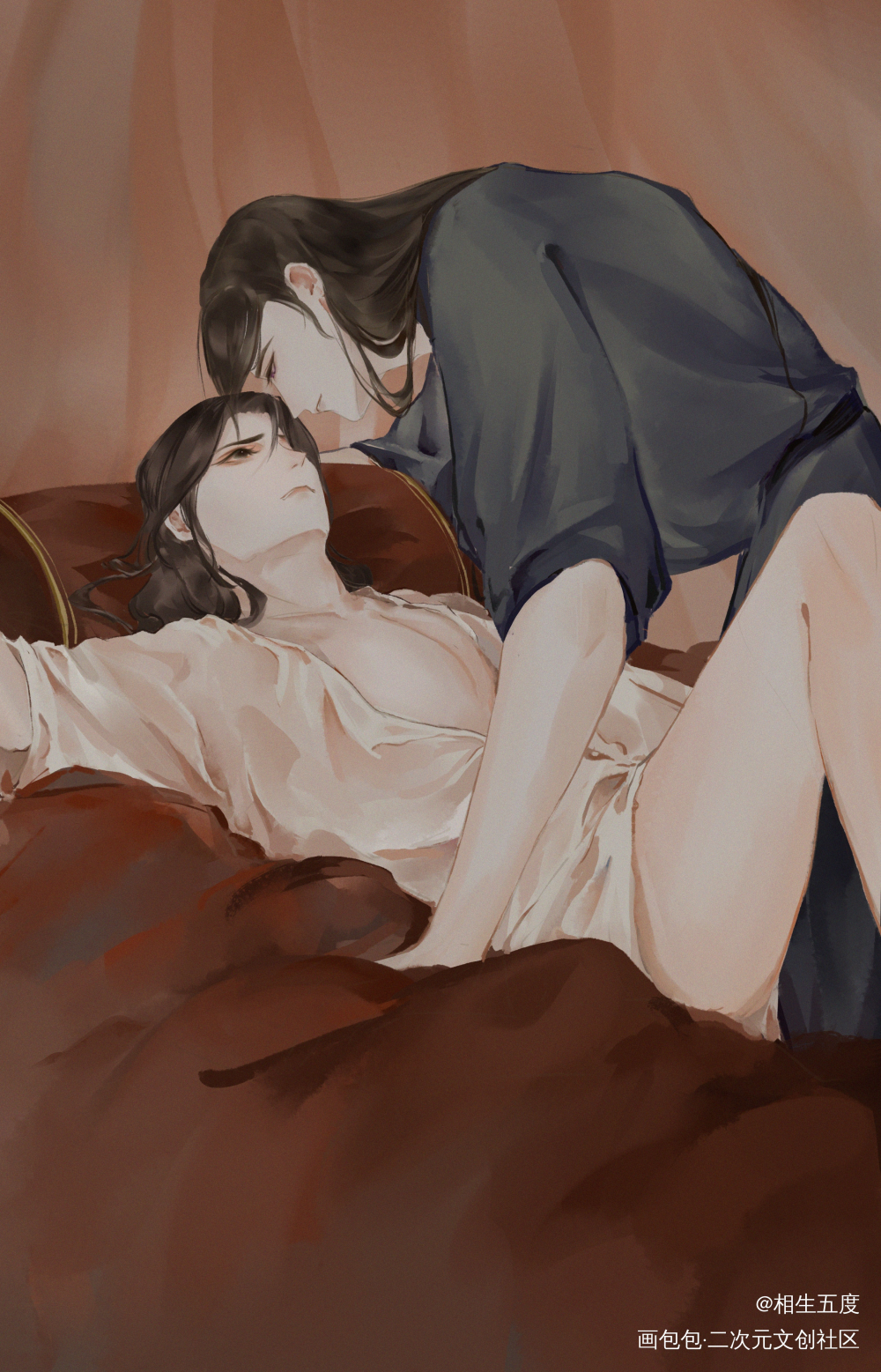 【二哈】_二哈和他的白猫师尊燃晚墨燃楚晚宁古风绘画绘画作品