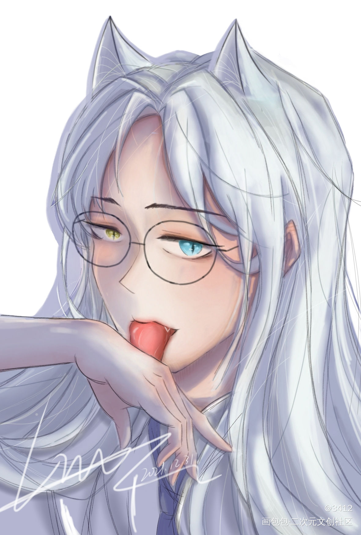 空        舔主人的手…_板绘绘画作品