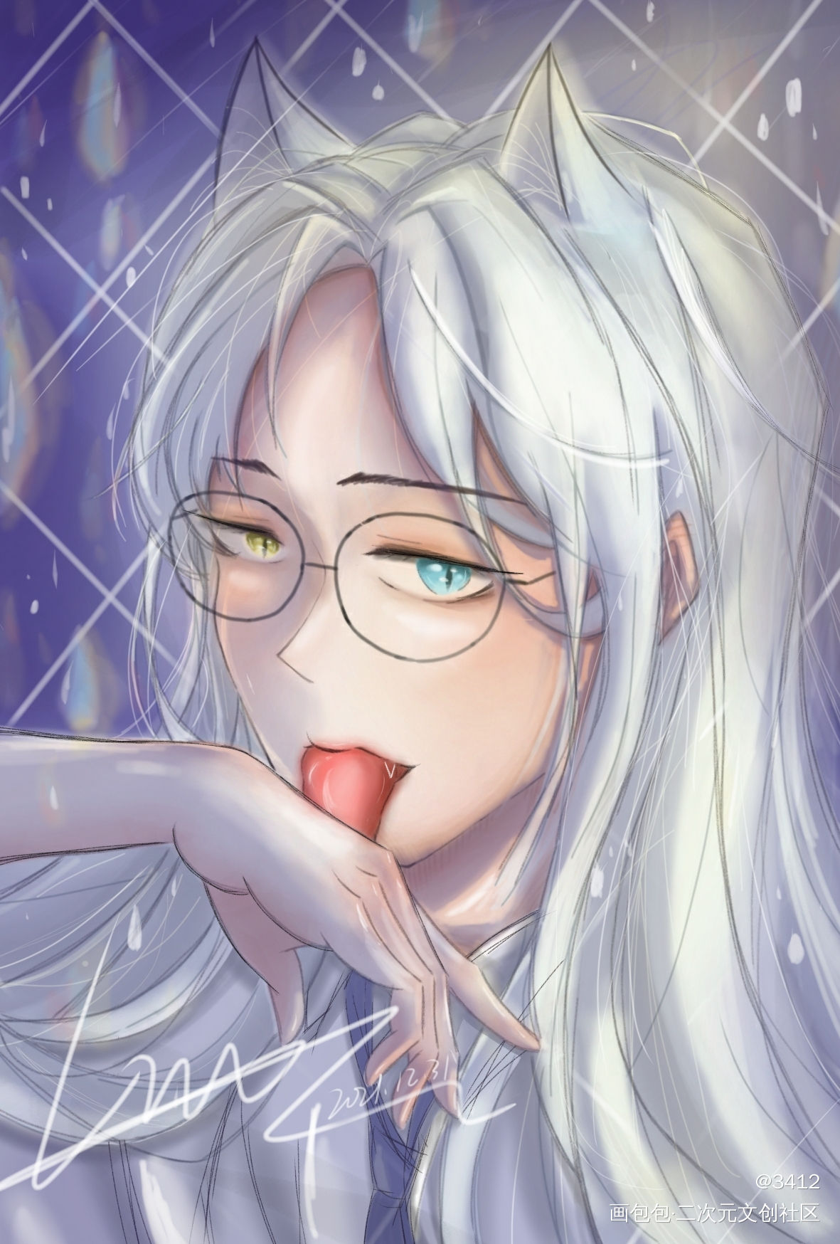空        舔主人的手…_板绘绘画作品
