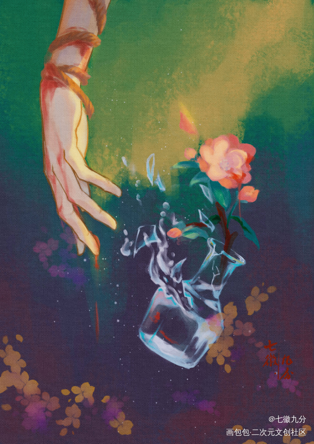 那些温柔碎裂了 海棠花零落一地_二哈和他的白猫师尊燃晚绘画作品