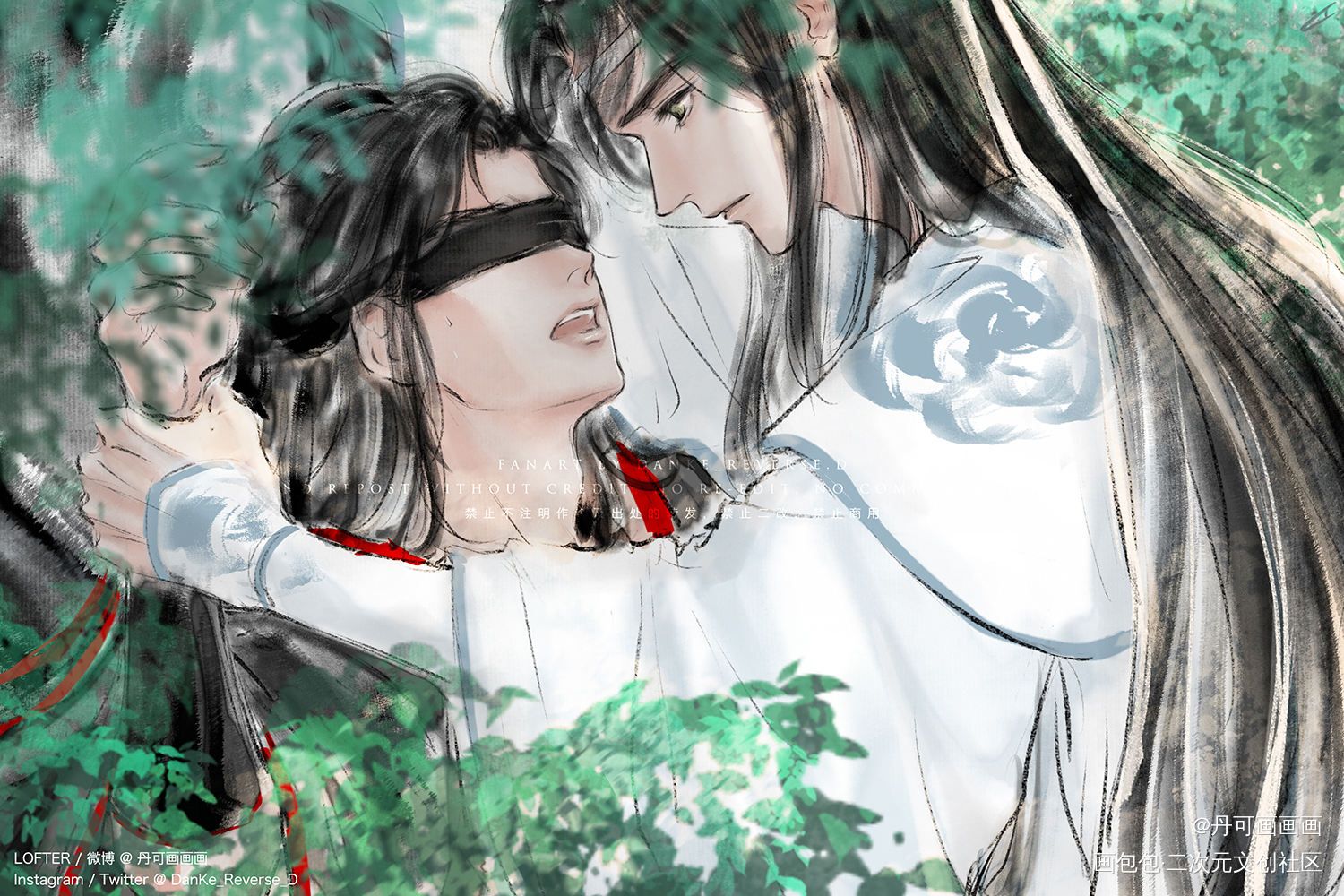 名场面mua～_魔道祖师忘羡蓝忘机魏无羡绘画作品