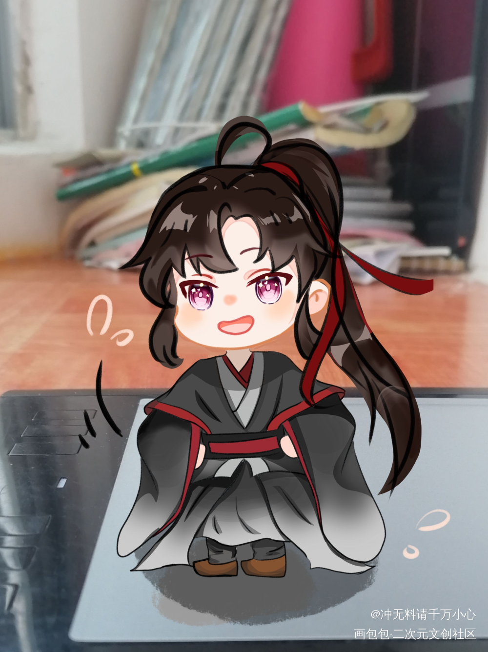 怎么有一只羡羡在我的画板？?_魔道祖师忘羡魏无羡Q版我要上首推绘画绘画作品