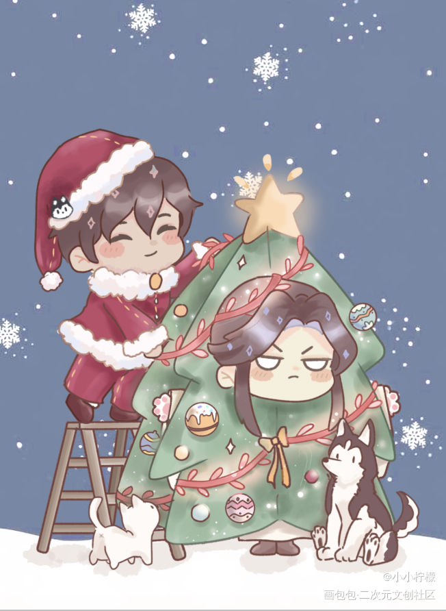 燃晚??_二哈和他的白猫师尊绘画作品
