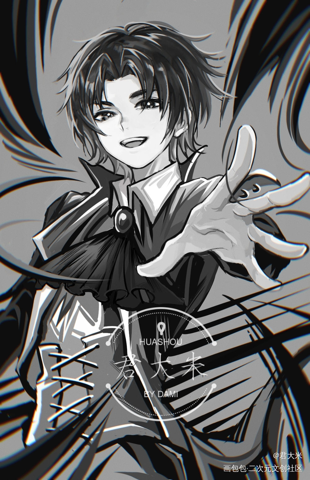 唉，没人看_厚涂日系黑白插画绘画作品