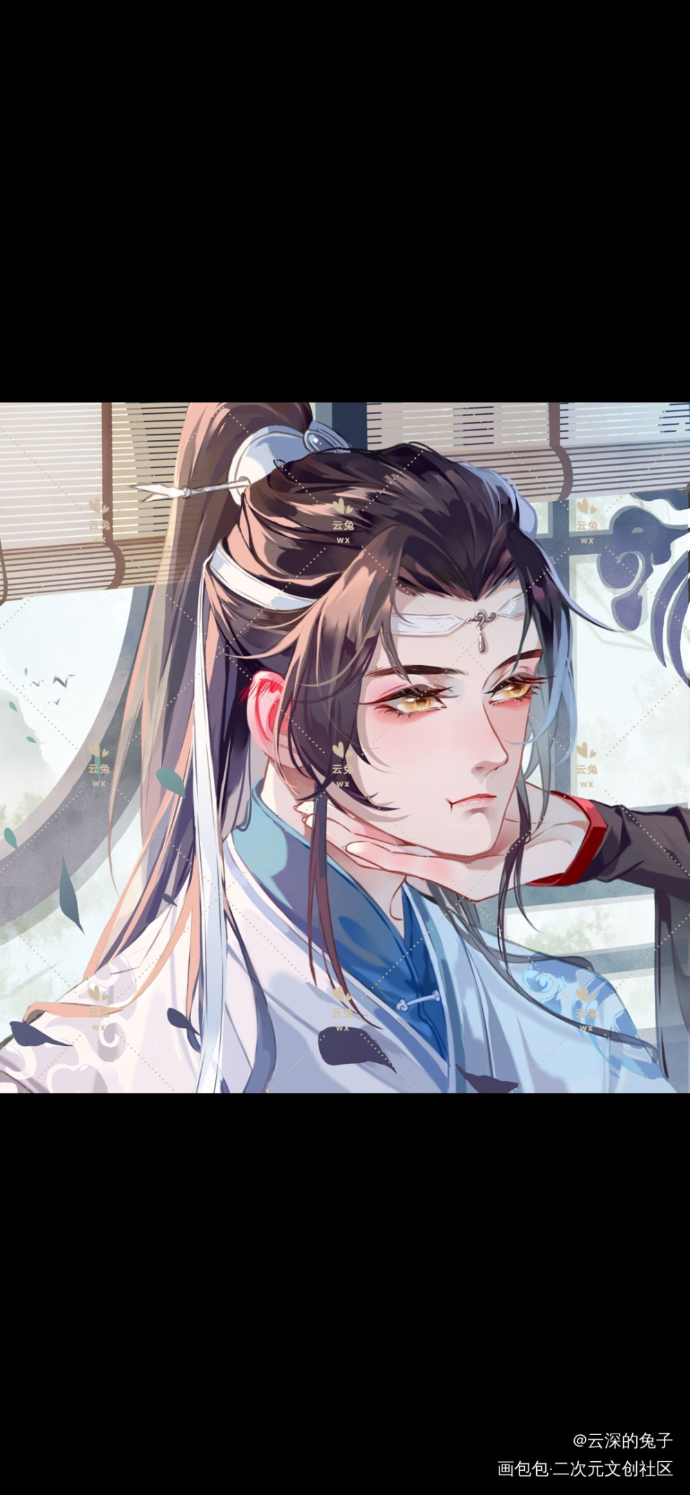 忘羡托下巴头像_魔道祖师忘羡蓝忘机魏无羡绘画作品