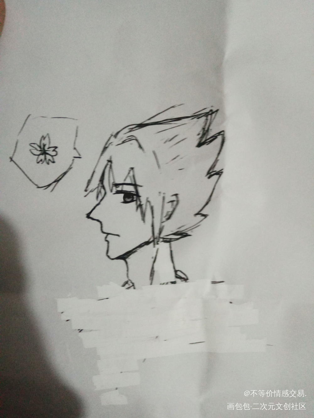 摸鱼_宇智波佐助春野樱手绘绘画作品