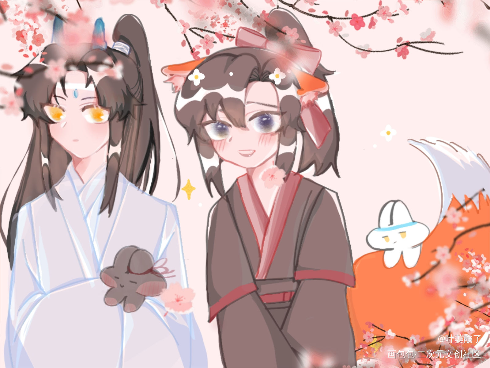 _魔道祖师忘羡蓝忘机魏无羡手绘古风厚涂平涂我要上首推同人绘画作品