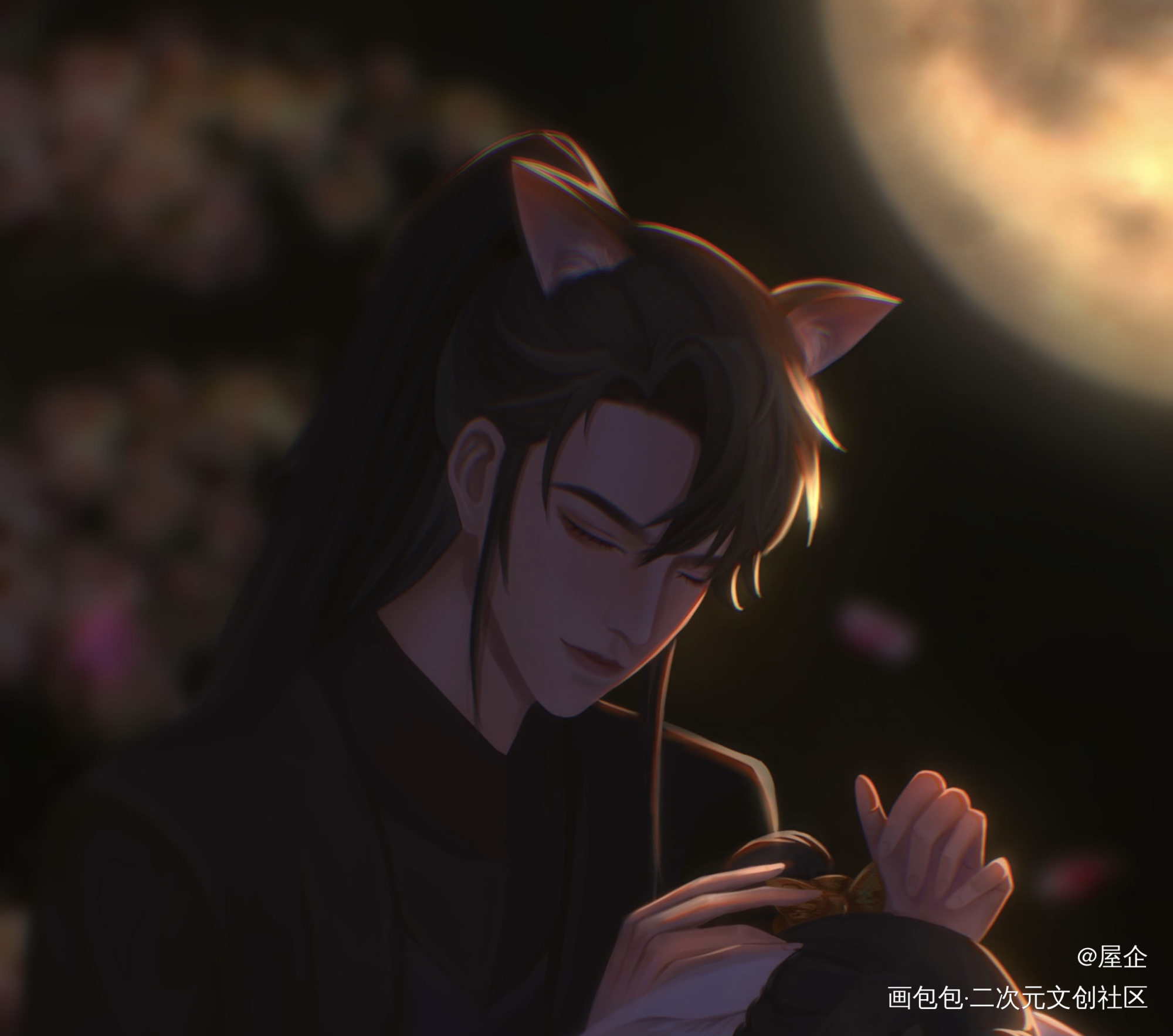 狗子_二哈和他的白猫师尊约稿绘画作品