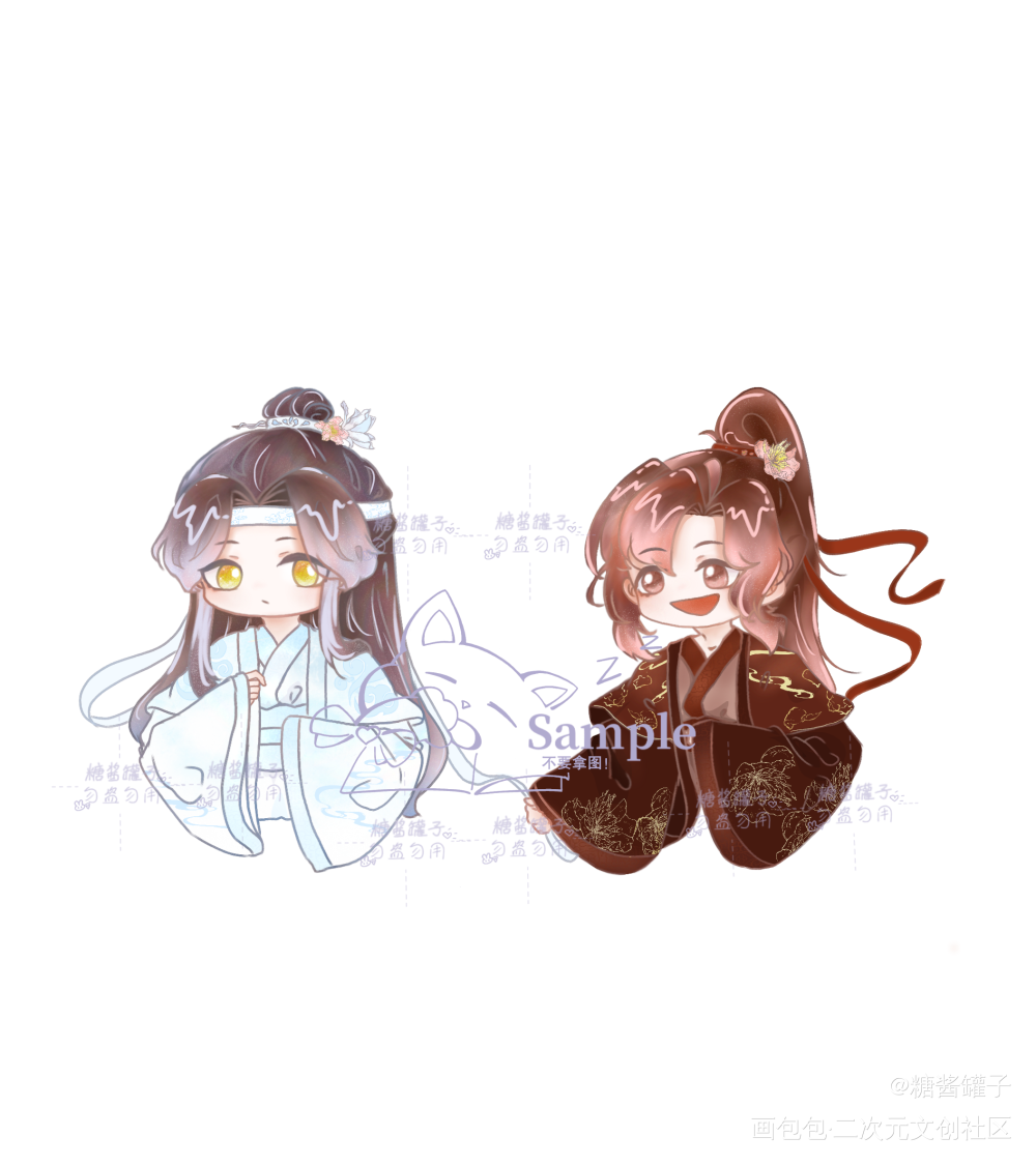 ❤_魔道祖师忘羡古风平涂魔道祖师Q版指绘绘画作品