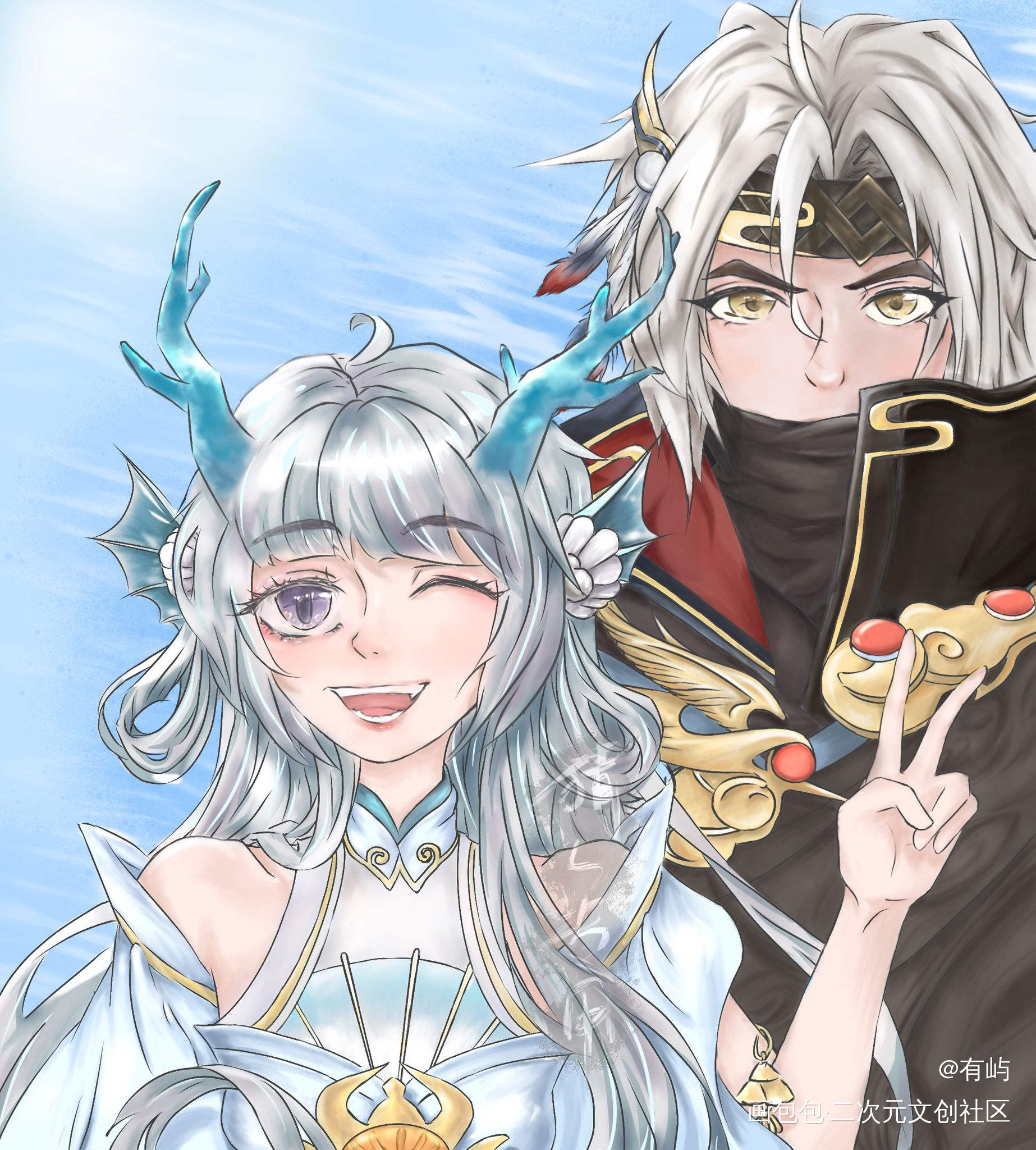 功劳记给小青龙～_王者荣耀绘画作品