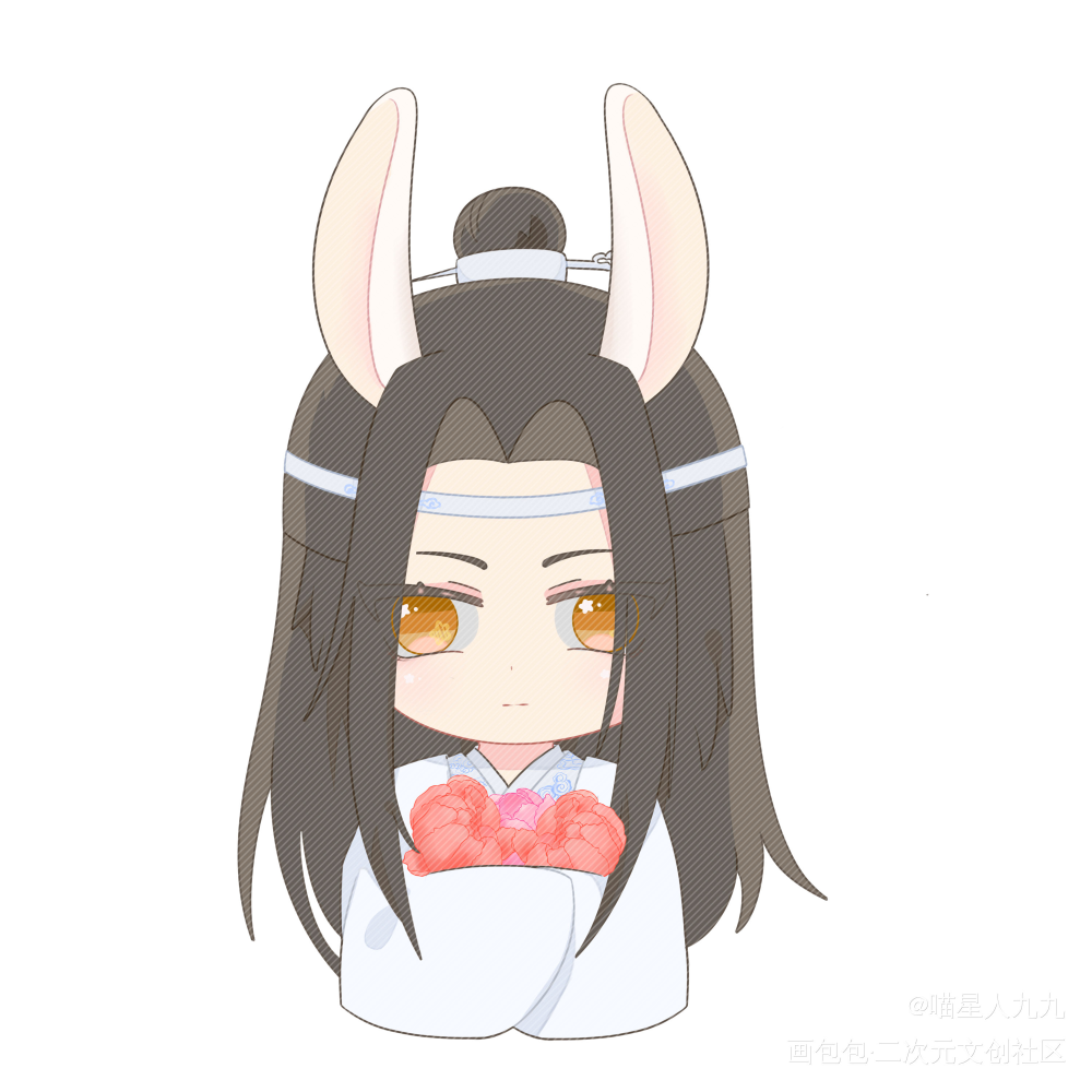兔叽献花_魔道祖师蓝忘机Q版绘画作品
