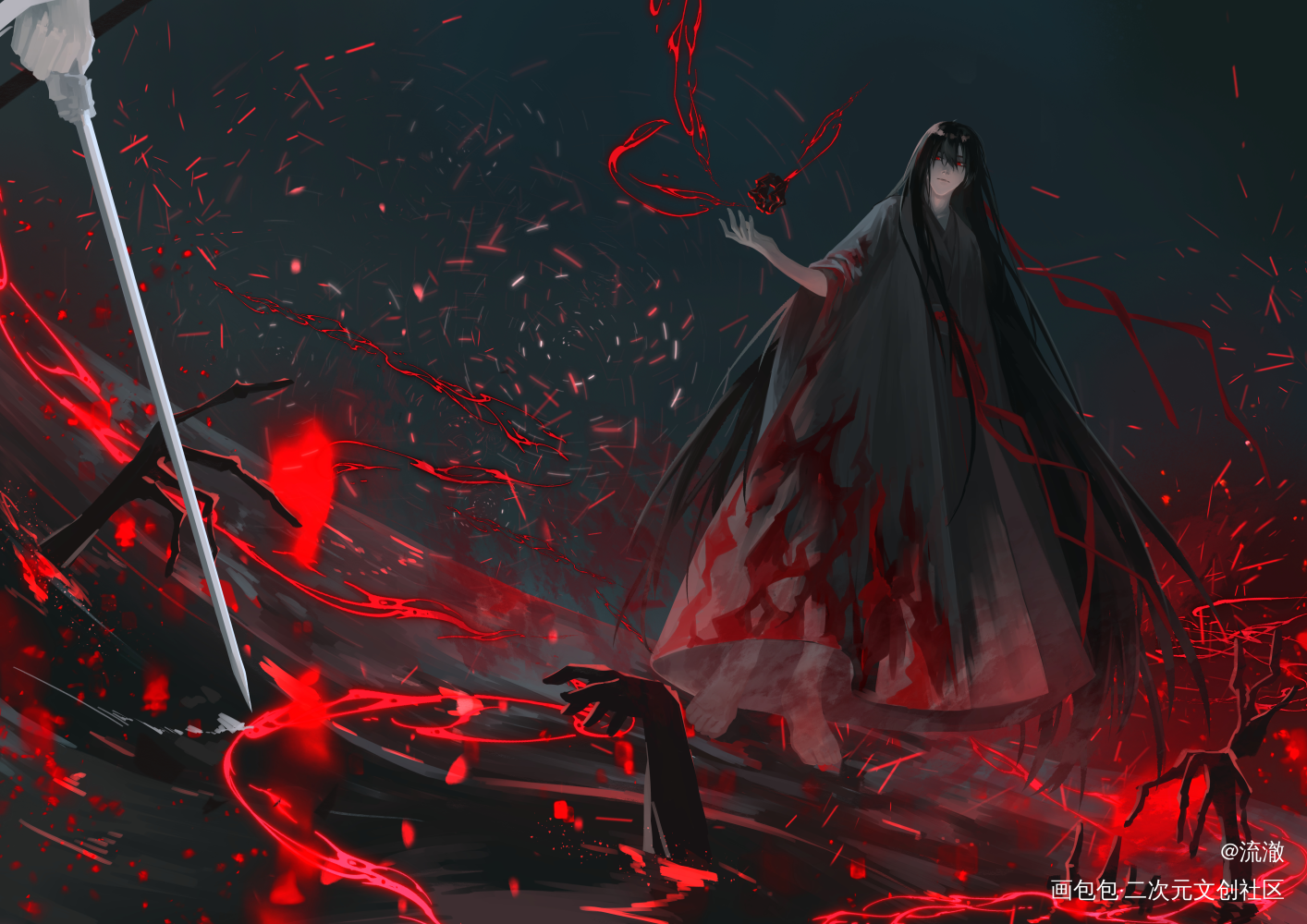 忘羡打架_魔道祖师忘羡绘画作品