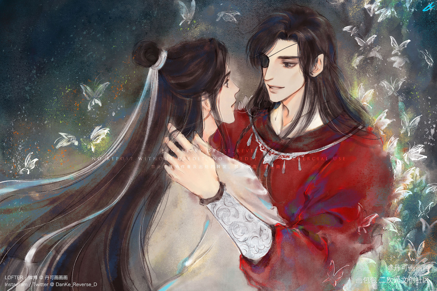 “我会回来的。殿下，信我。”_天官赐福花怜谢怜花城绘画作品