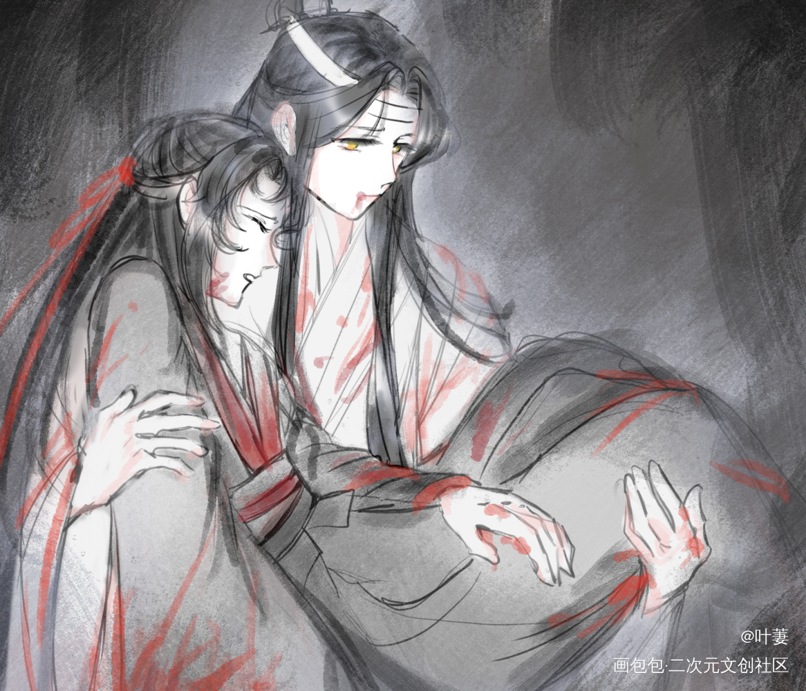 魏婴！！！_魔道祖师忘羡蓝忘机魏无羡古风水彩平涂Q版我要上首推同人绘画作品