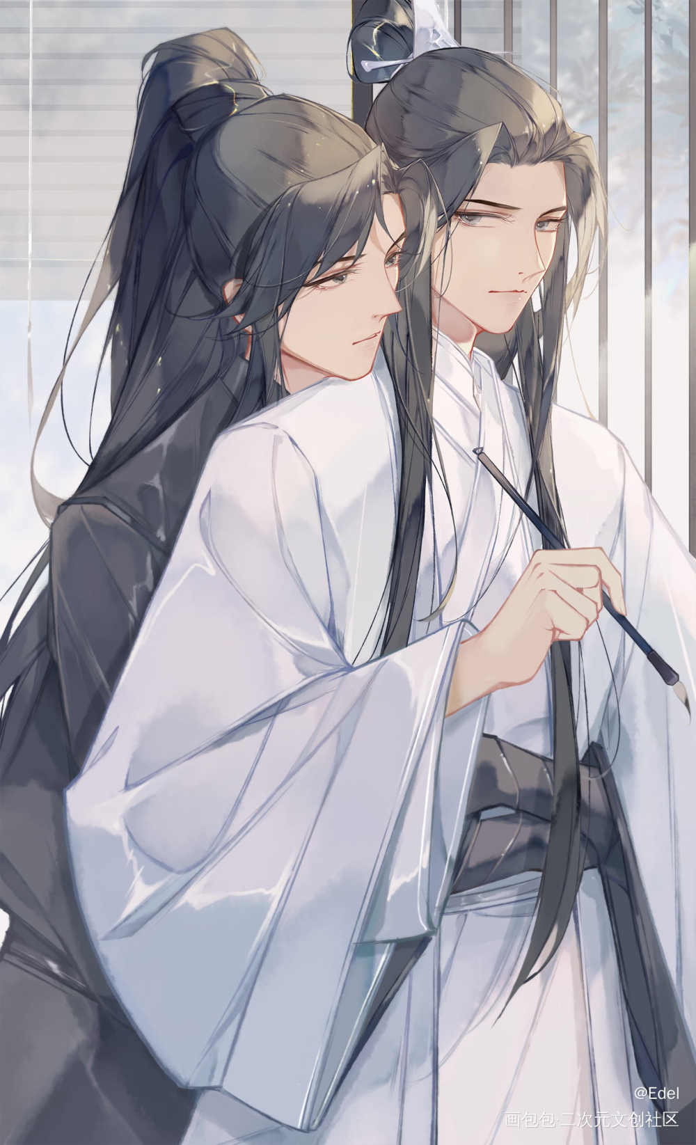 师徒_二哈和他的白猫师尊燃晚绘画作品