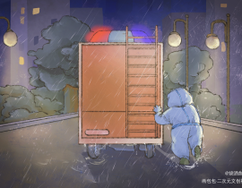雨夜推车送核酸_绘画作品