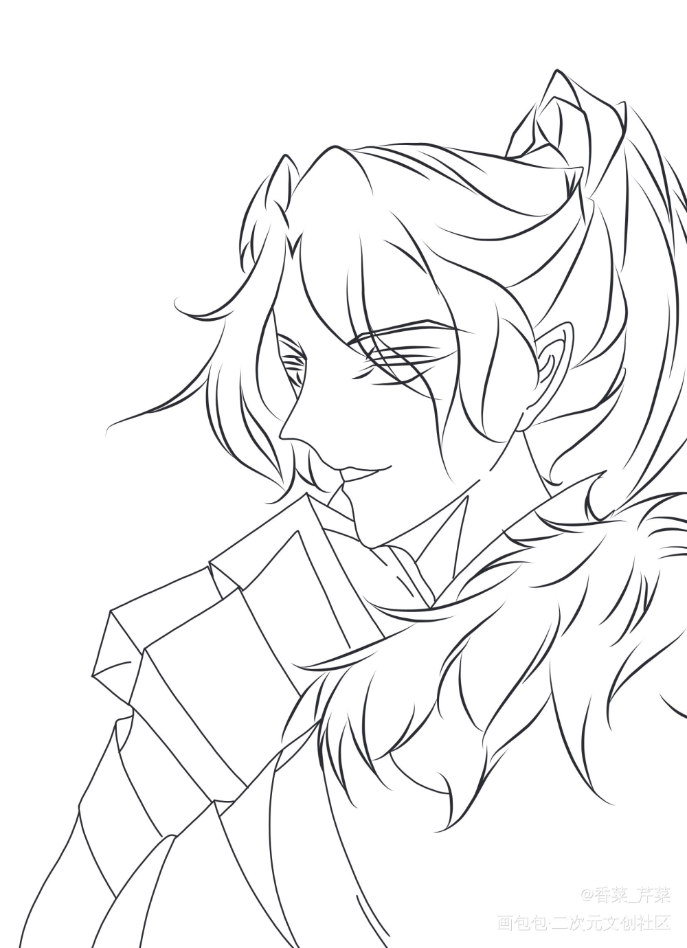 萧策安_将进酒萧策安萧驰野线稿古风二次元绘画绘画作品