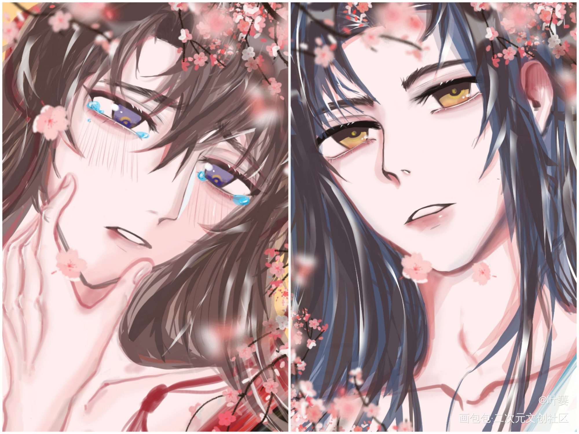 _魔道祖师忘羡蓝忘机魏无羡手绘古风厚涂平涂我要上首推同人绘画作品