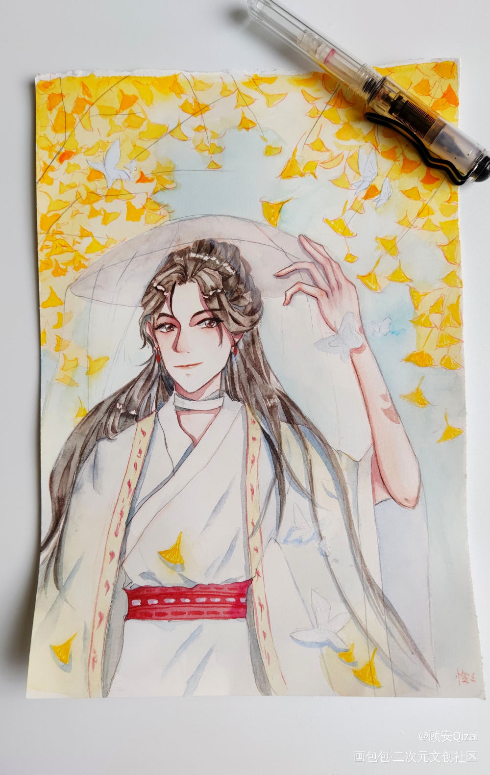 谢怜_天官赐福谢怜手绘水彩绘画作品