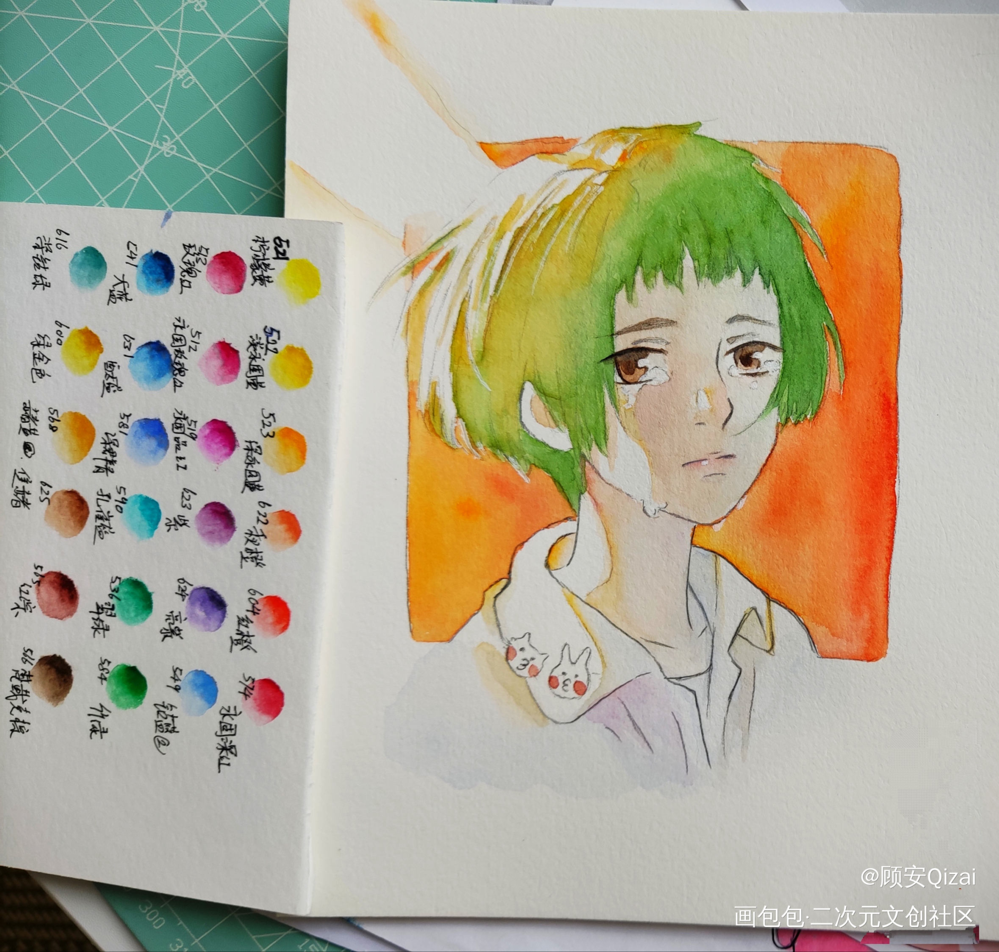 临摹的顾二淼_撒野顾淼手绘水彩绘画作品