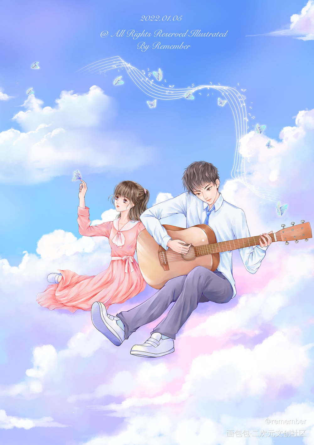 想弹吉他，给你听_原创绘画作品
