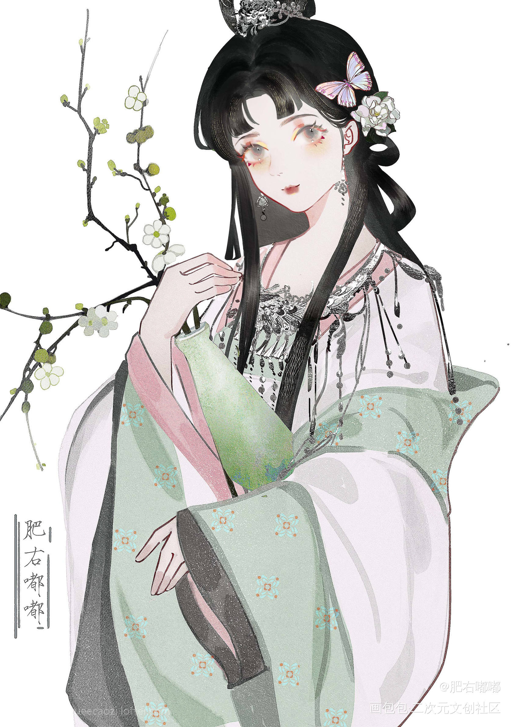 继续涂涂美人儿_水墨古风水彩插画画画绘画绘画作品