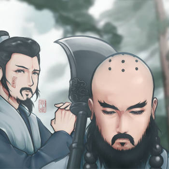 野猪林_水浒传鲁林鲁智深林冲绘画作品