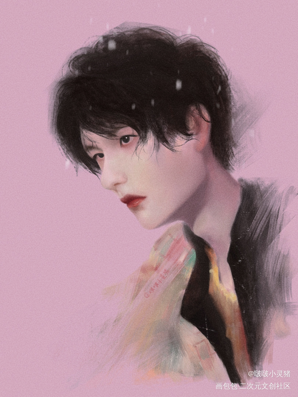 王一博_厚涂王一博绘画作品